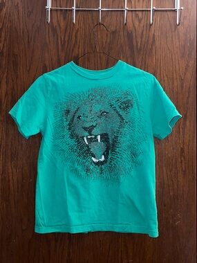Kids Teal Lion Graphic T‑Shirt